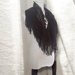 Western boho Brown Fringe Knit Scarf festivals